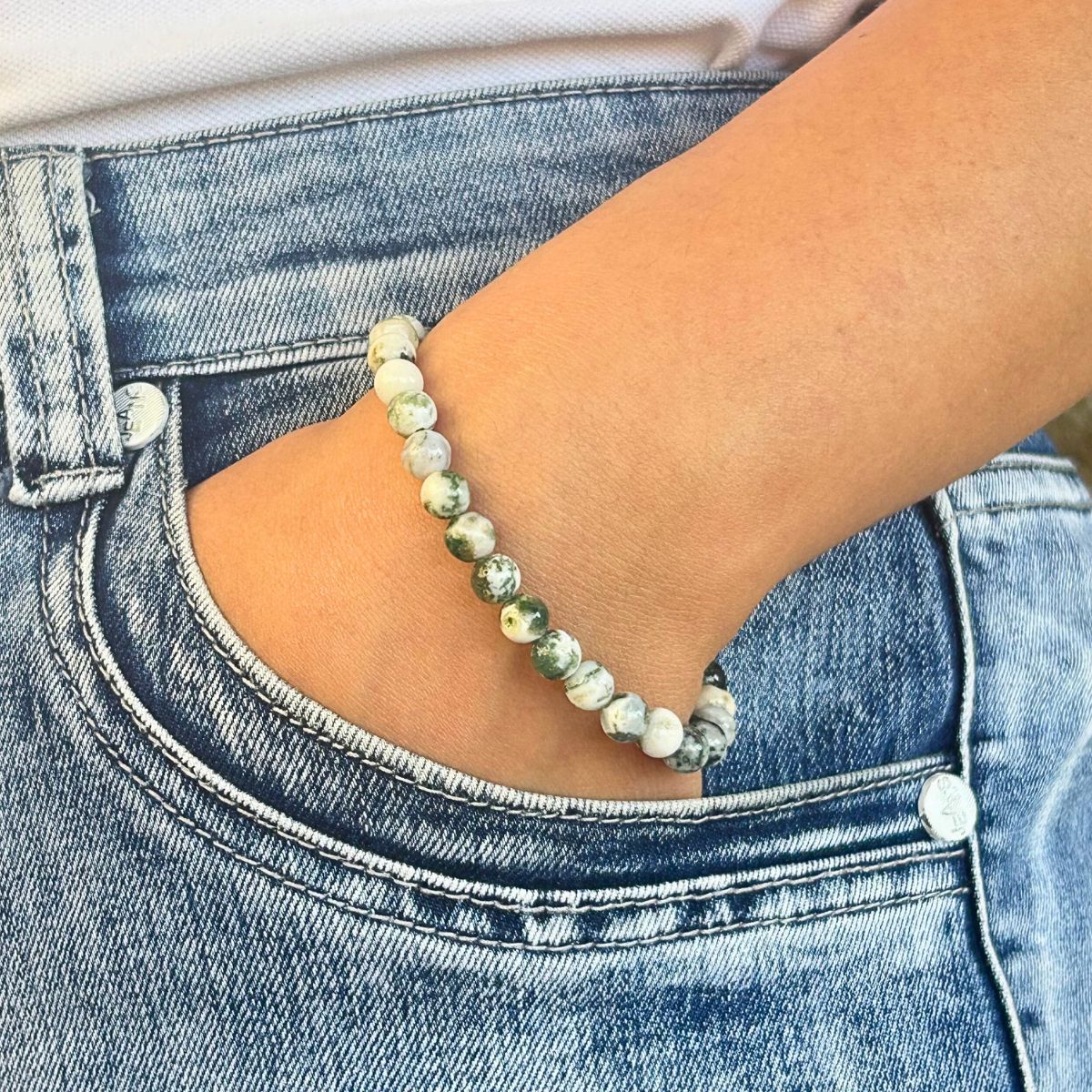 Bracelet 6mm - Agate Arbre