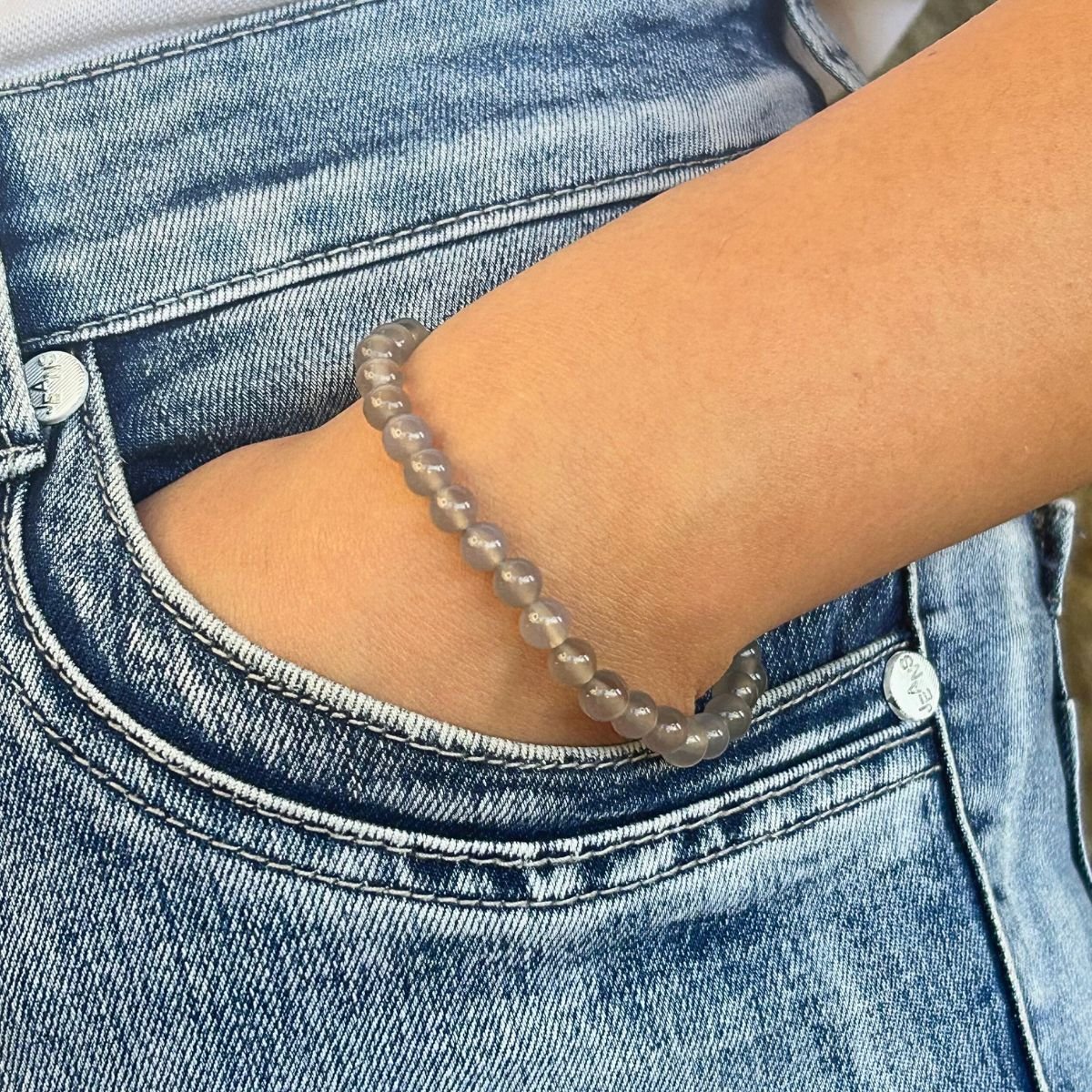 Bracelet 6mm - Agate Grise