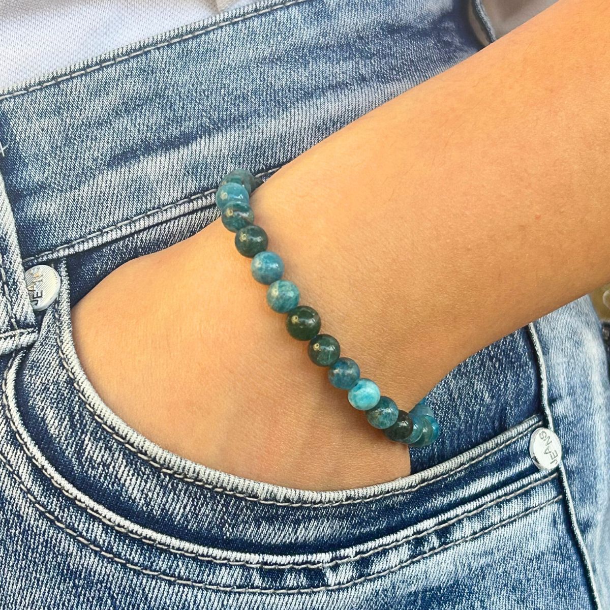 Bracelet 6mm - Apatite Bleue