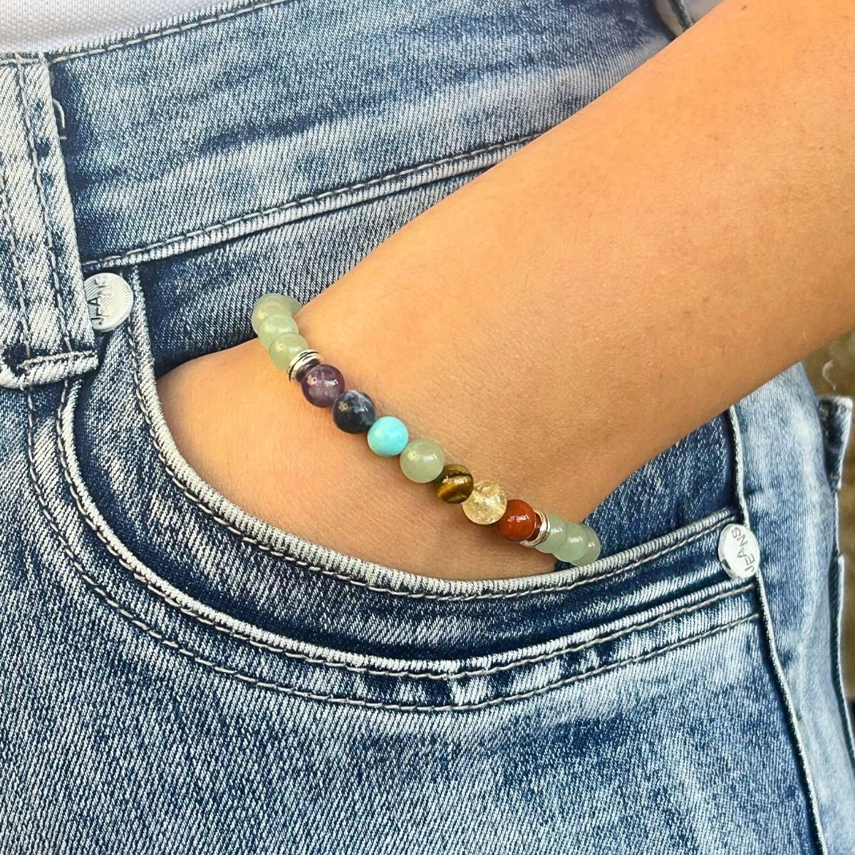 Bracelet 6mm - Aventurine Verte 7 Chakras