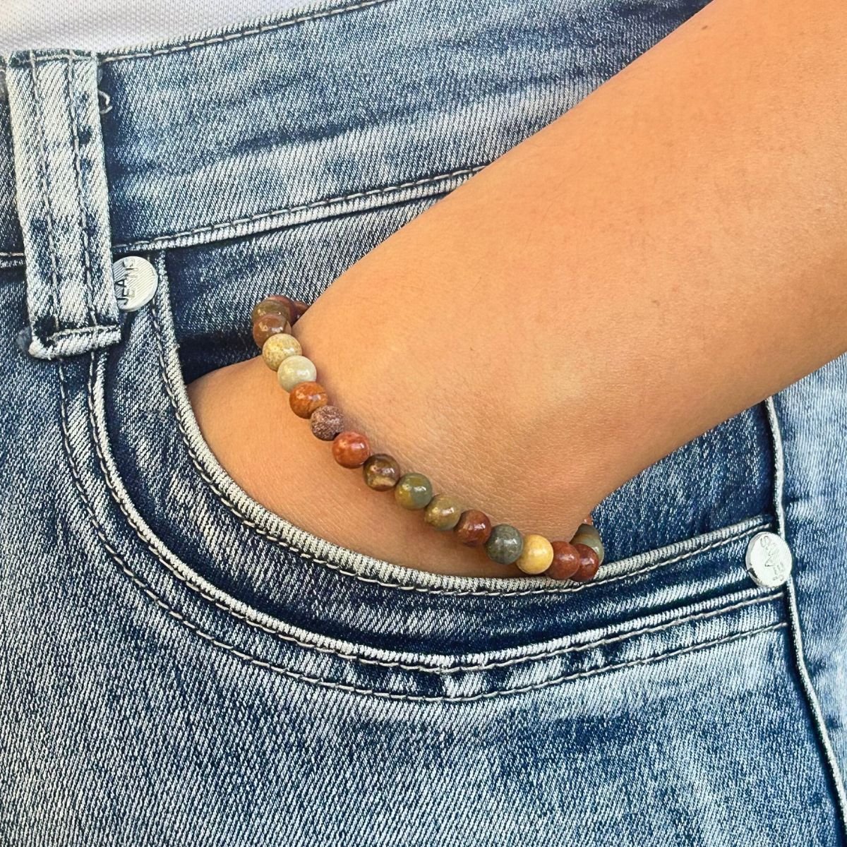 Bracelet 6mm - Jaspe Océan