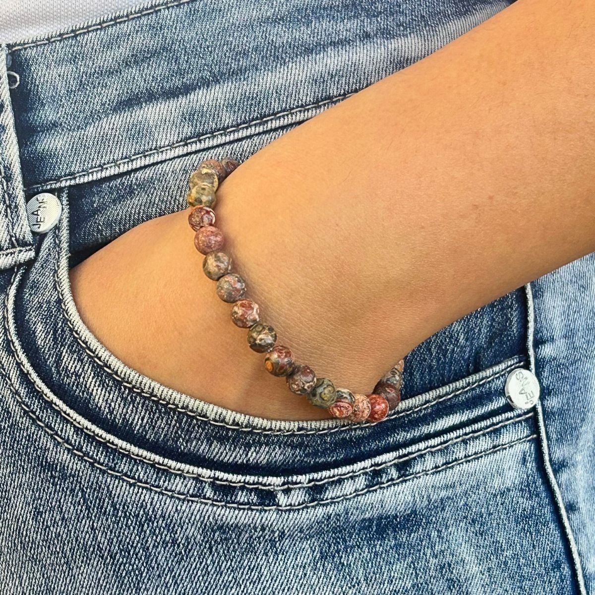 Bracelet 6mm - Jaspe Orbiculaire Léopard