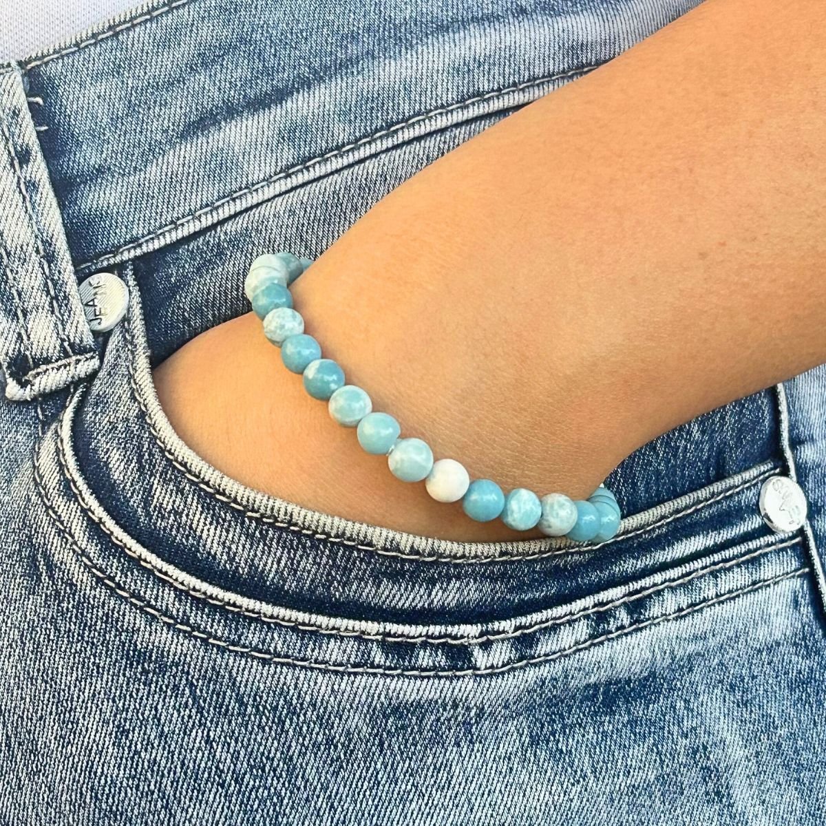 Bracelet 6mm - Larimar de Chine