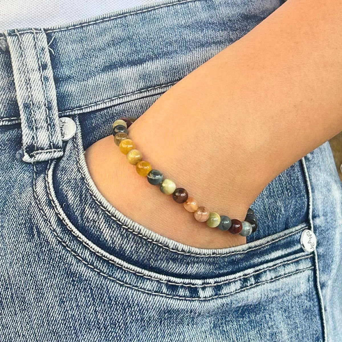 Bracelet 6mm - Œil de Tigre Multicolore AAA