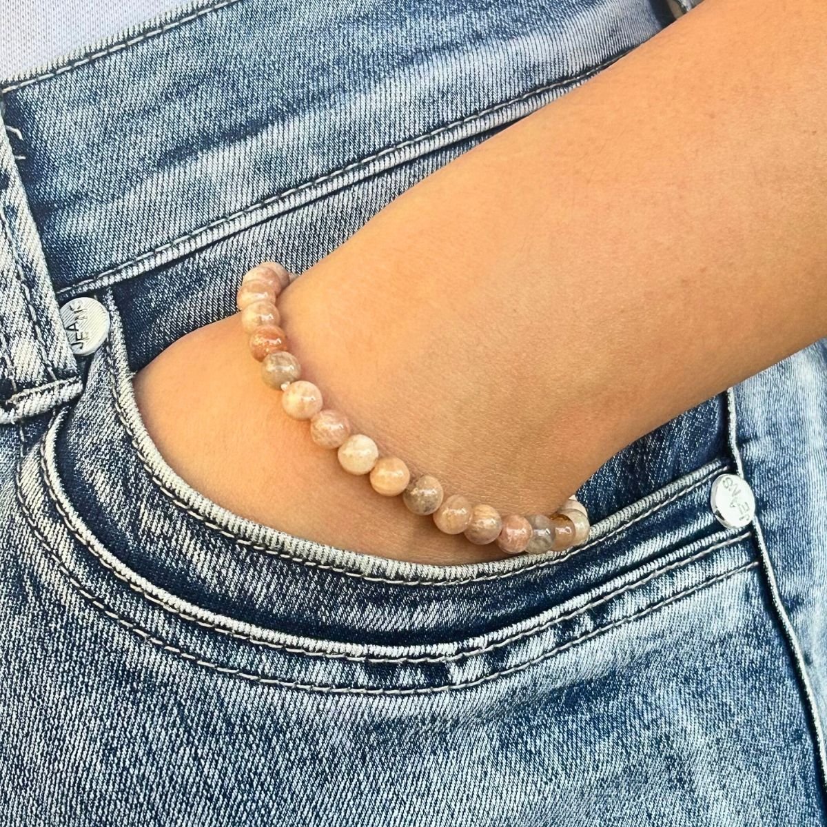 Bracelet 6mm - Pierre de Lune Multicolore