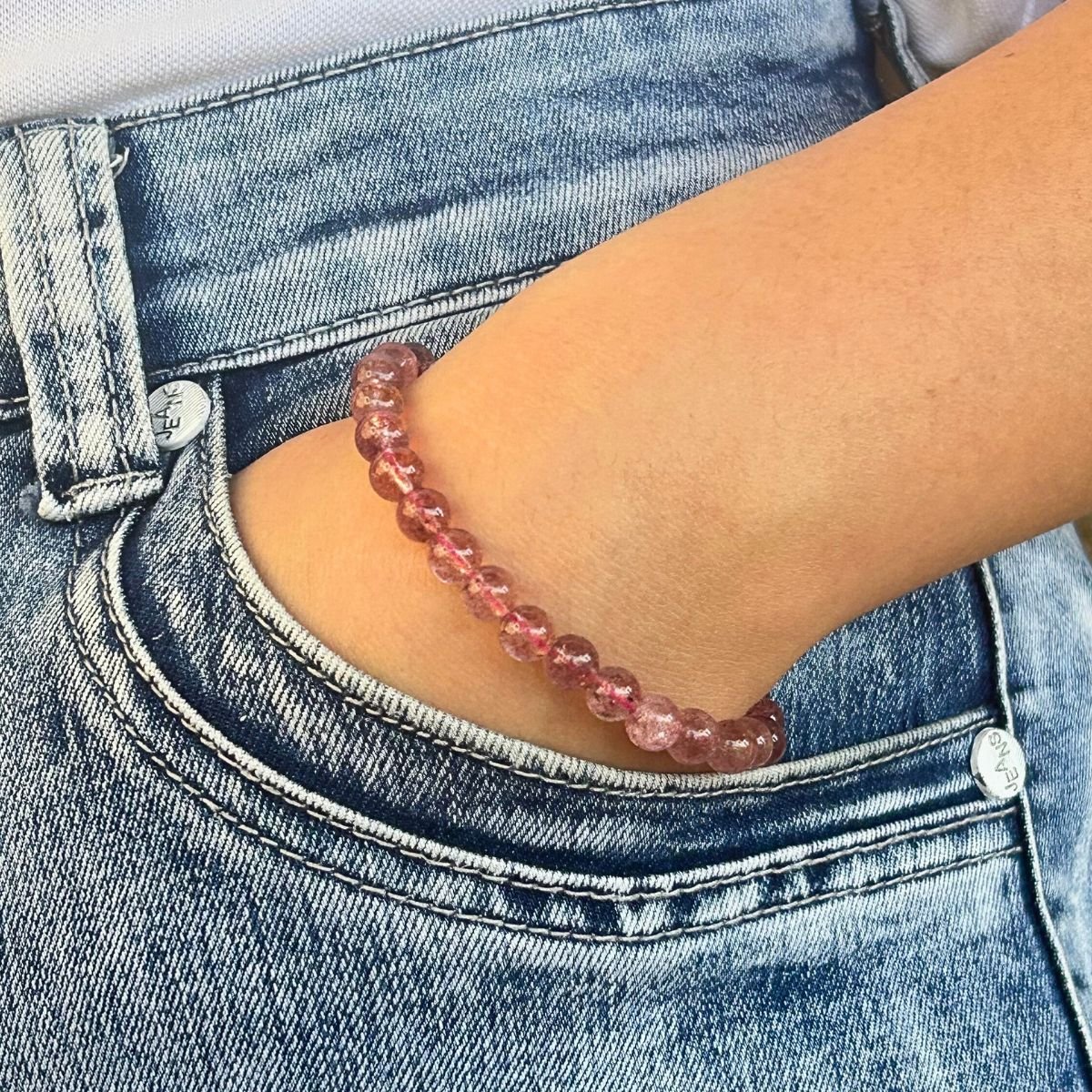 Bracelet 6mm - Quartz Fraise Hématoide