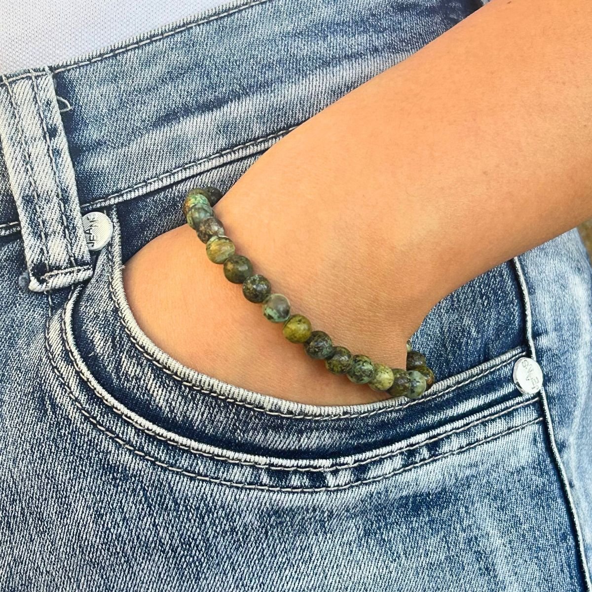 Bracelet 6mm - Turquoise Naturelle d'Afrique