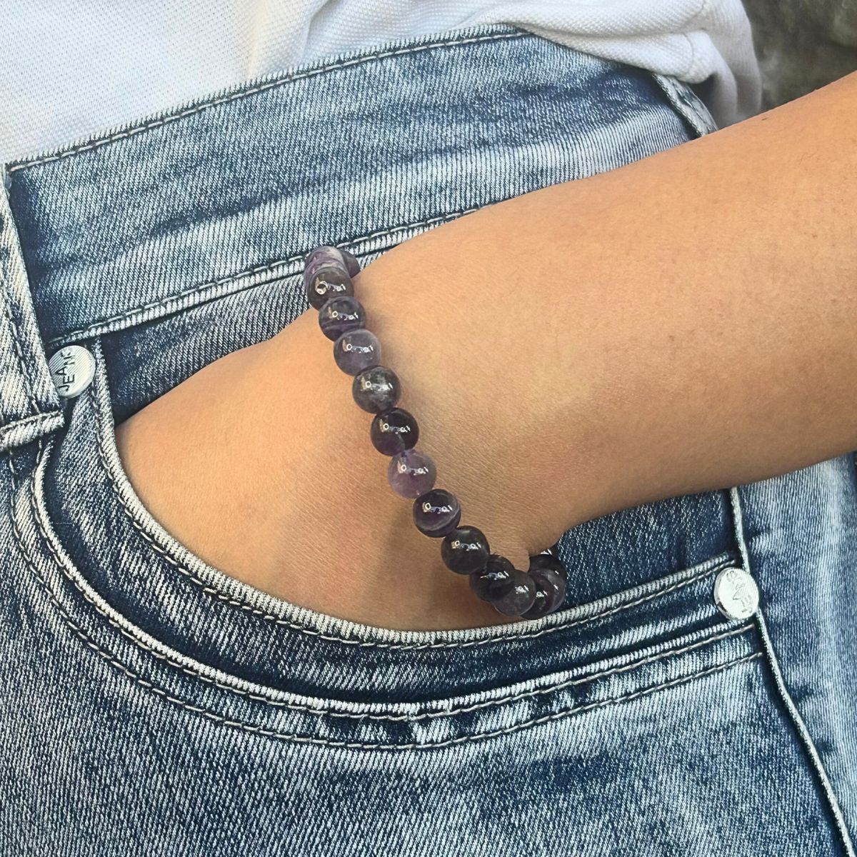 Bracelet 8mm - Améthyste rubanée