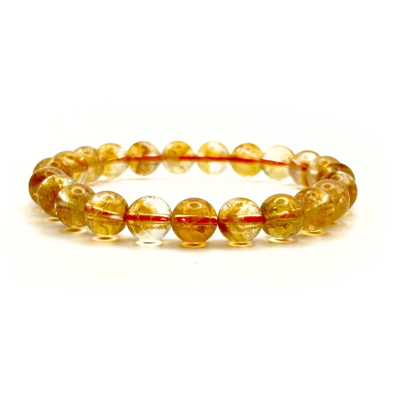 Bracelet en citrine chauffée, perles de 8 mm, sur fond blanc