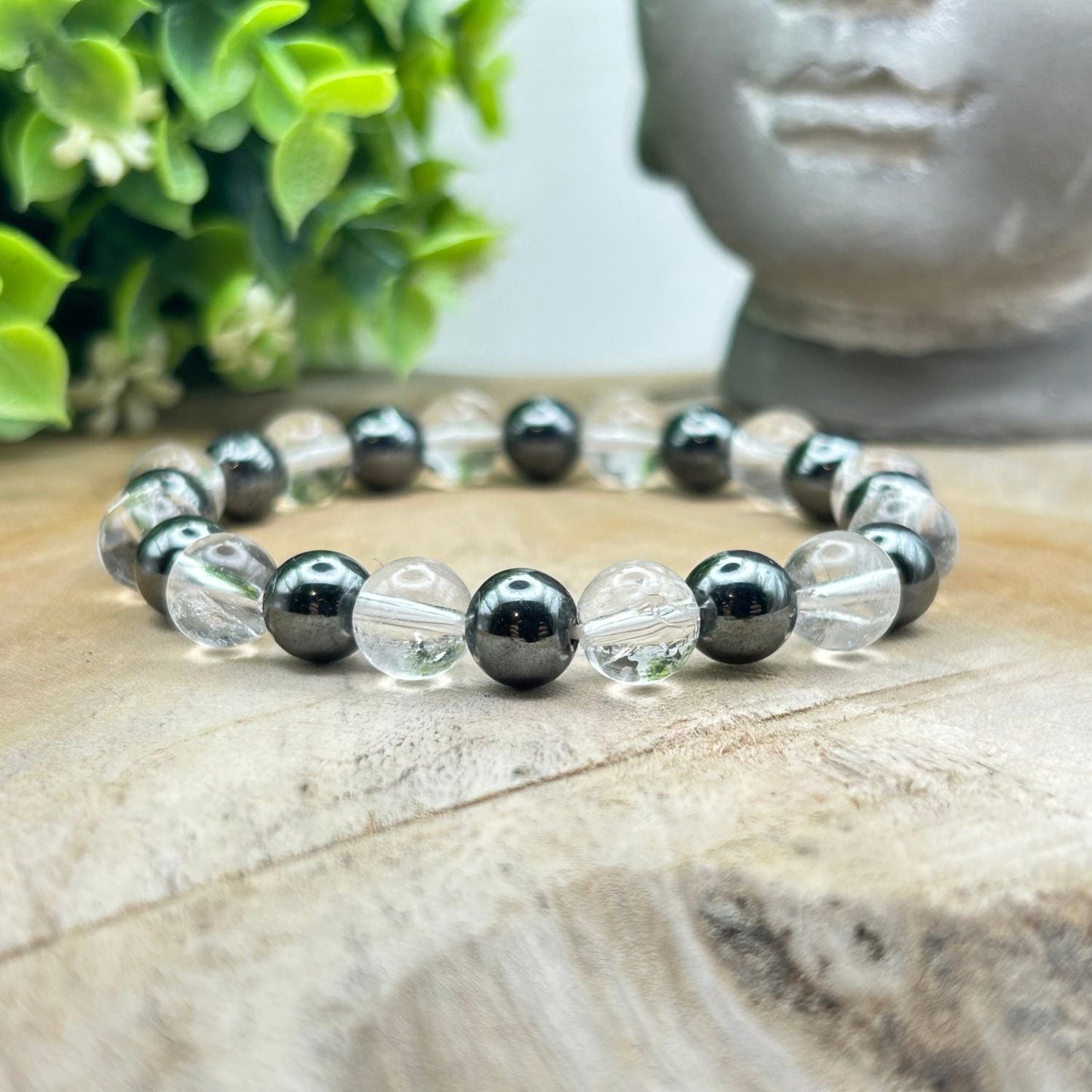 Bracelet 8mm - Hématite & Cristal de roche