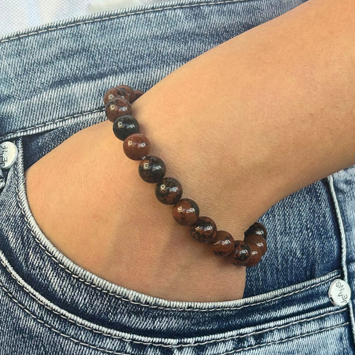 Bracelet 8mm - Obsidienne Acajou