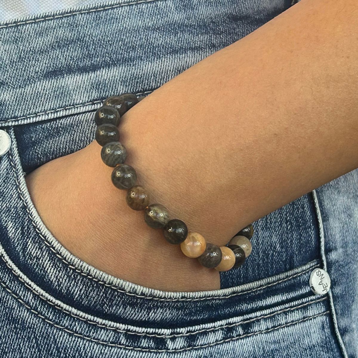 Bracelet 8mm - Pierre de Lune Noire