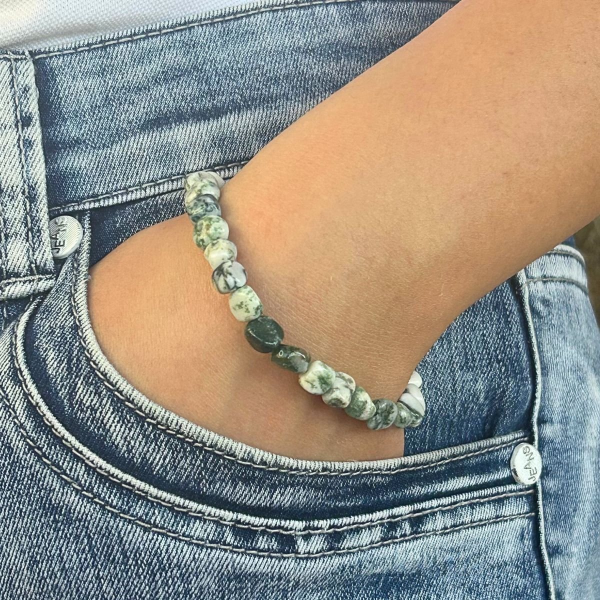 Bracelet Pierres Roulées - Agate Arbre