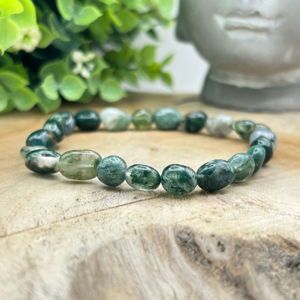 Bracelet Pierres Roulées - Agate Mousse