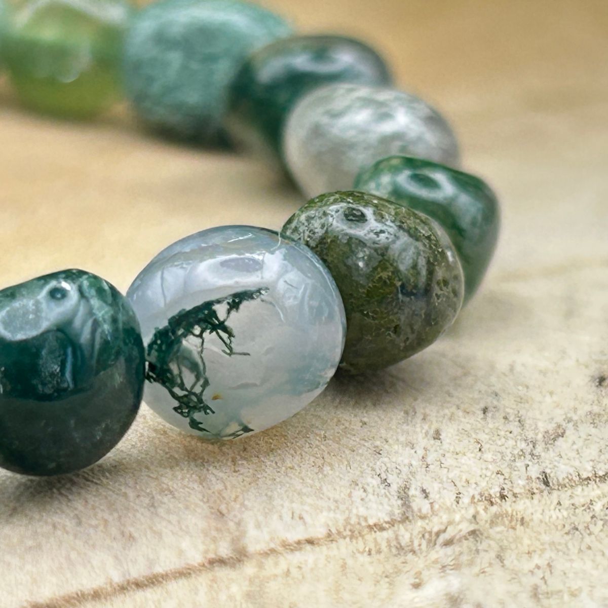 Bracelet Pierres Roulées - Agate Mousse