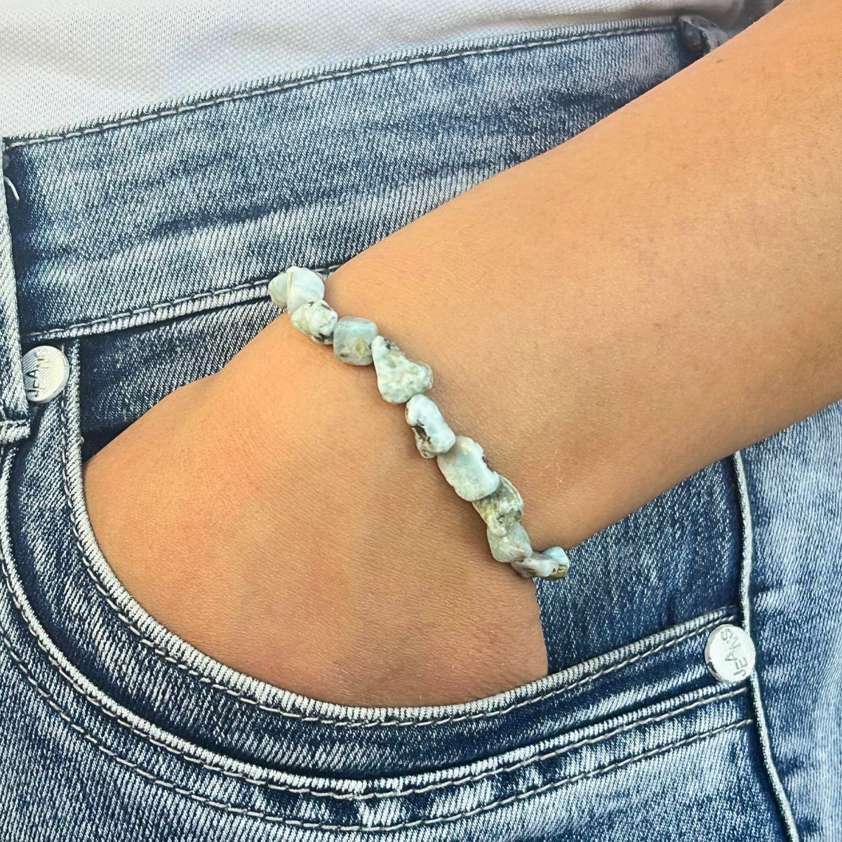 Bracelet Pierres Roulées - Larimar