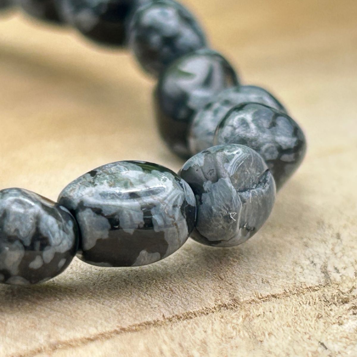 Bracelet Pierres Roulées - Obsidienne Flocon de Neige