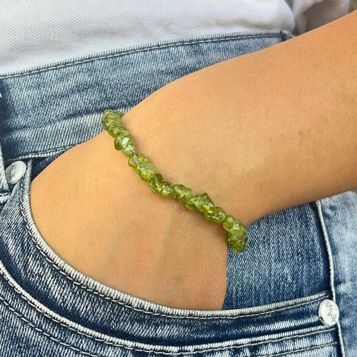 Bracelet Pierres Roulées - Péridot AA