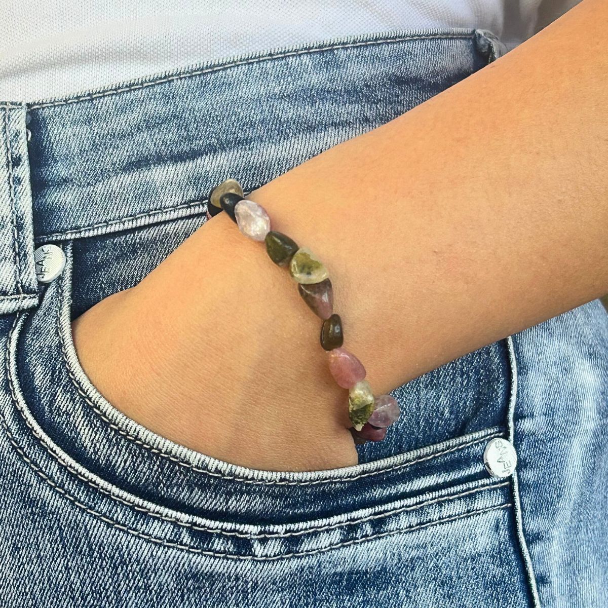 Bracelet Pierres Roulées - Tourmaline Multicolore