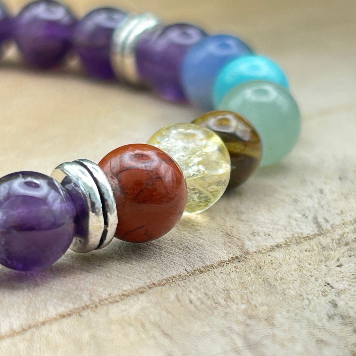 Bracelet 6mm - Améthyste 7 Chakras