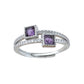 Bague Facettée - Double Amethyste AA