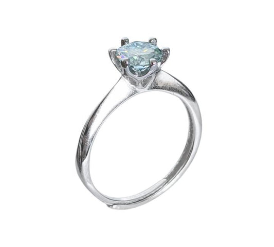 Bague Solitaire Facettée - Moissanite AA