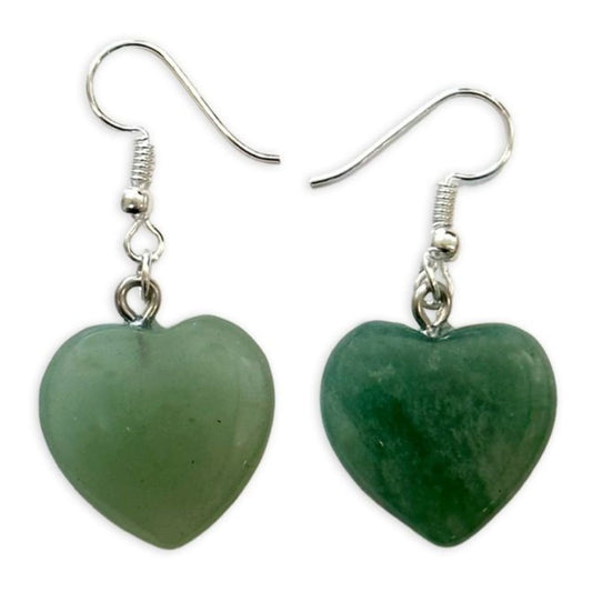 Boucles d'Oreilles Cœur - Aventurine Verte