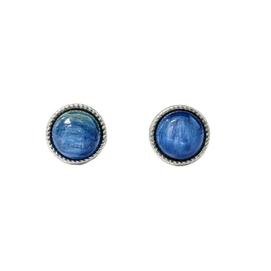 Boucles d'Oreilles Ronde - Cyanite Bleue Naturelle AAA