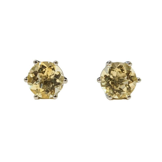 Boucles d'Oreilles Solitaire - Citrine Naturelle AA