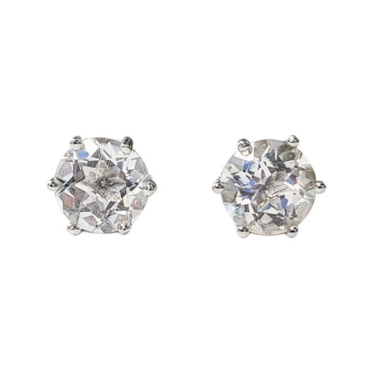 Boucles d'Oreilles Solitaire - Cristal de Roche AA