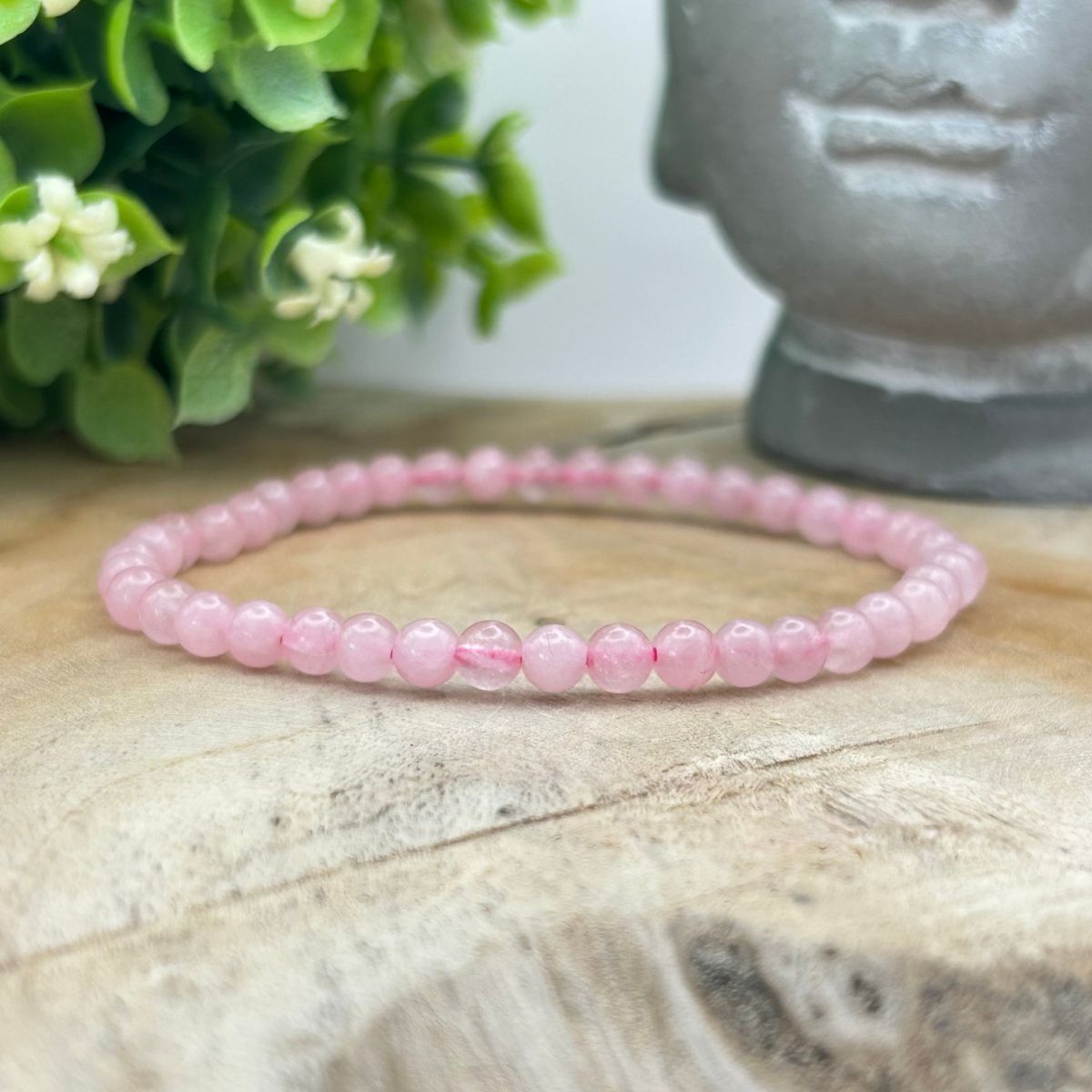 Bracelet Quartz Rose 19 Cm - Perles 4 Mm En Pierres Naturelles - Extensible, Sans Fermoir - Bijou élégant Et Harmonisant - GNALIA