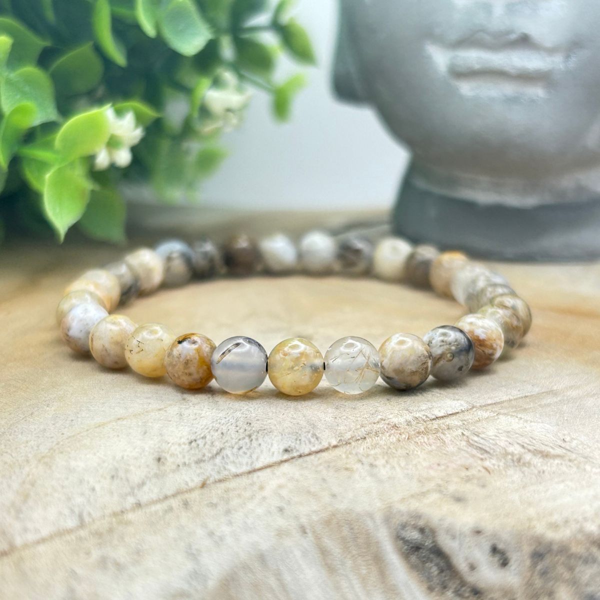 Bracelet 6mm - Agate Plume