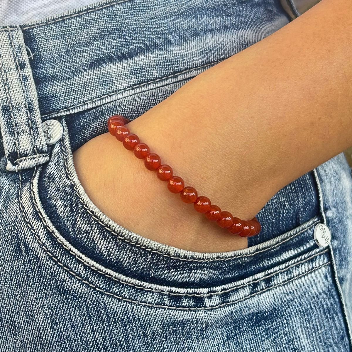 Bracelet 6mm - Agate Rouge