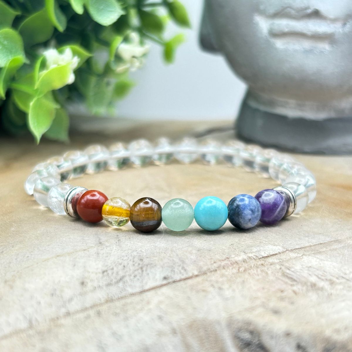 Bracelet 6mm - Cristal de Roche 7 Chakras