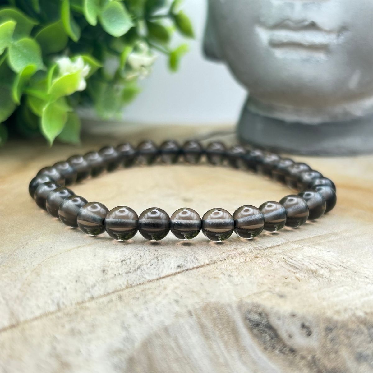 Bracelet 6mm - Cristal de Roche Fumé
