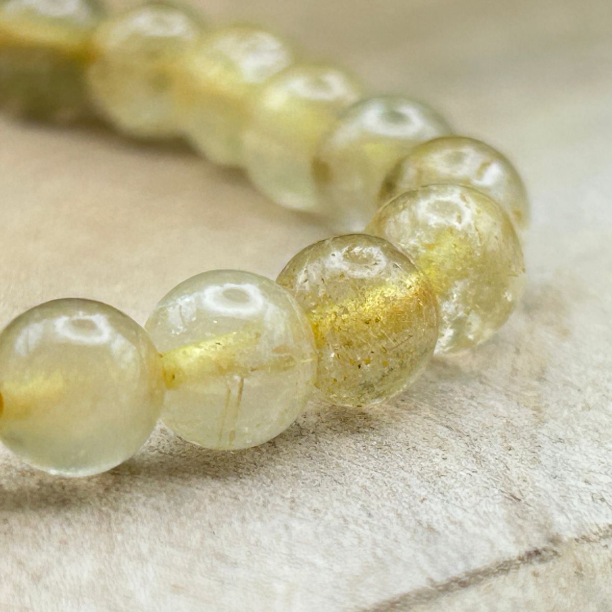 Bracelet 6mm - Cristal de Roche Rutile