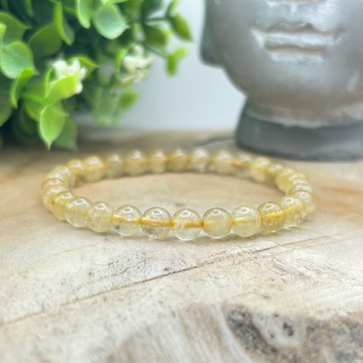 Bracelet 6mm - Cristal de Roche Rutile