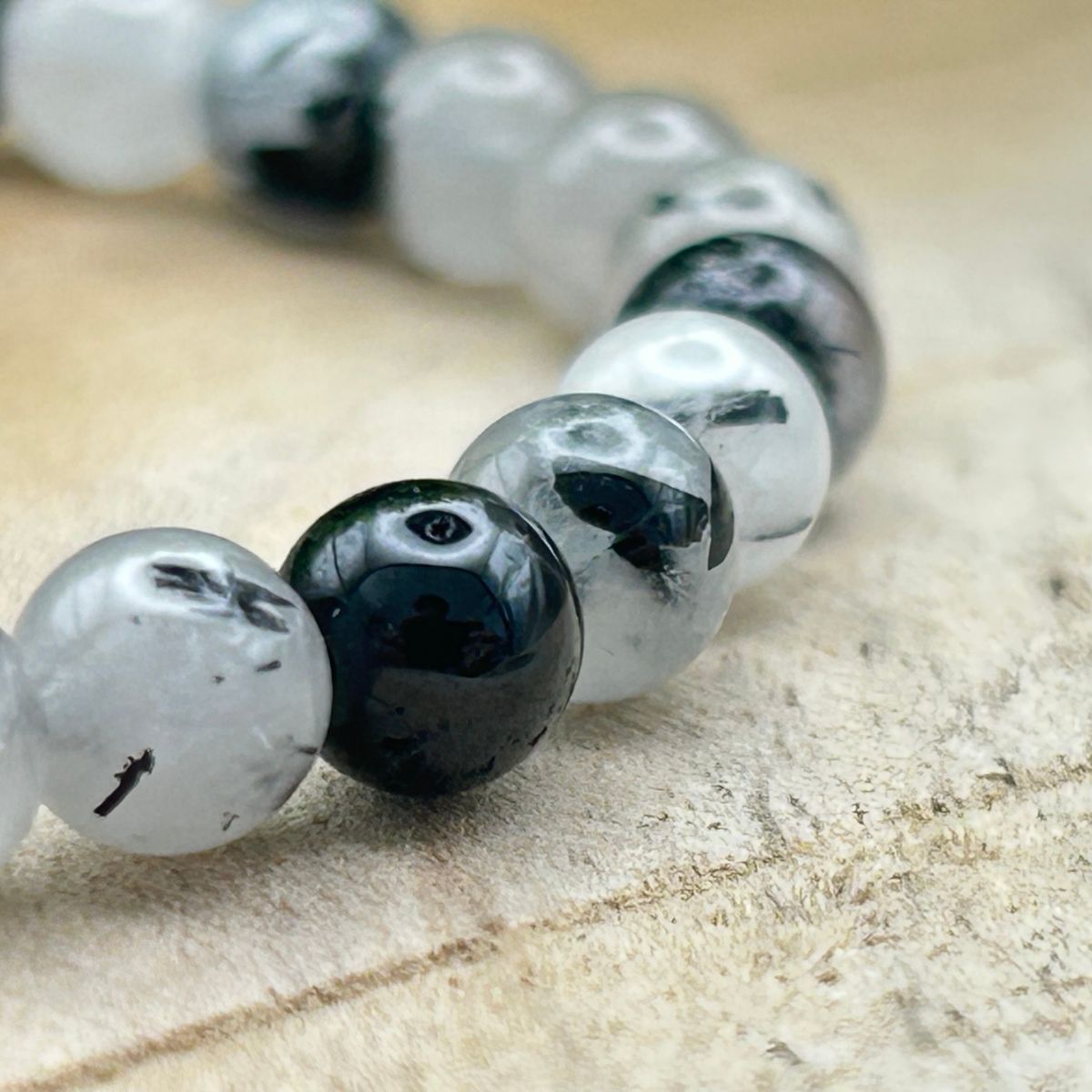 Bracelet 6mm - Cristal de roche Tourmaline
