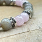 Bracelet 6mm - Labradorite et Quartz rose