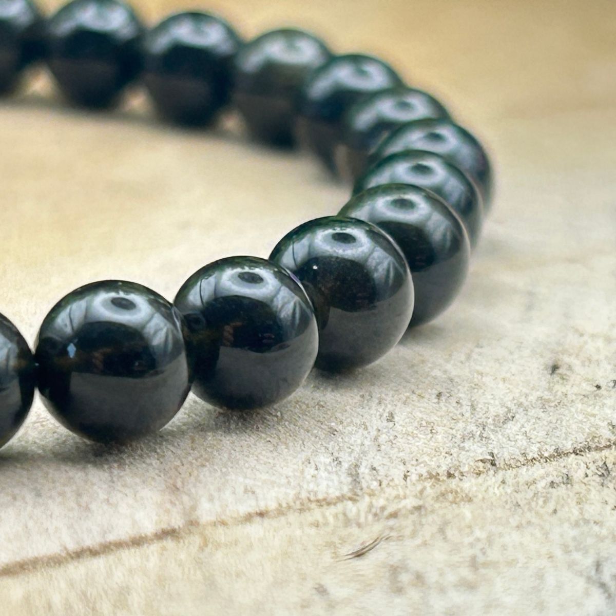 Bracelet 6mm - Obsidienne Noire
