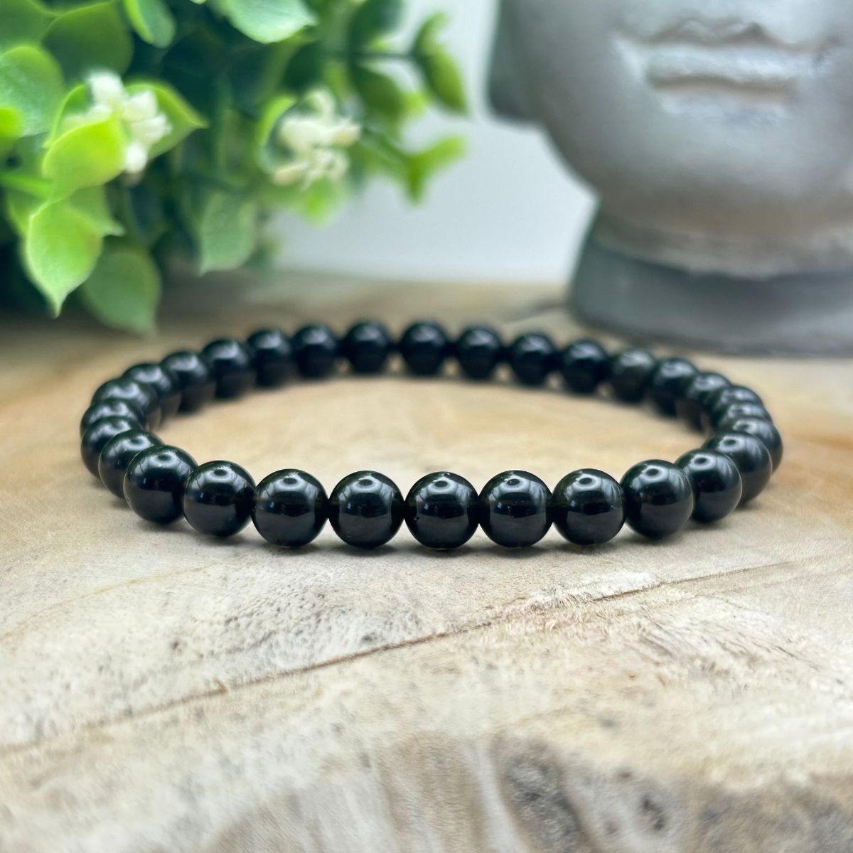 Bracelet 6mm - Obsidienne Noire