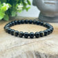 Bracelet 6mm - Obsidienne Noire Dorée