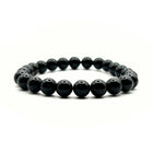 Bracelet en obsidienne noire, perles de 8 mm, sur fond blanc