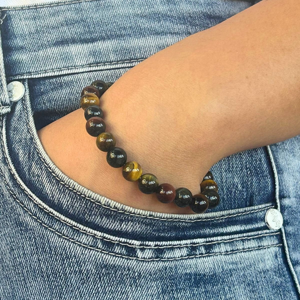 Bracelet 8mm - Œil de Tigre Multicolore