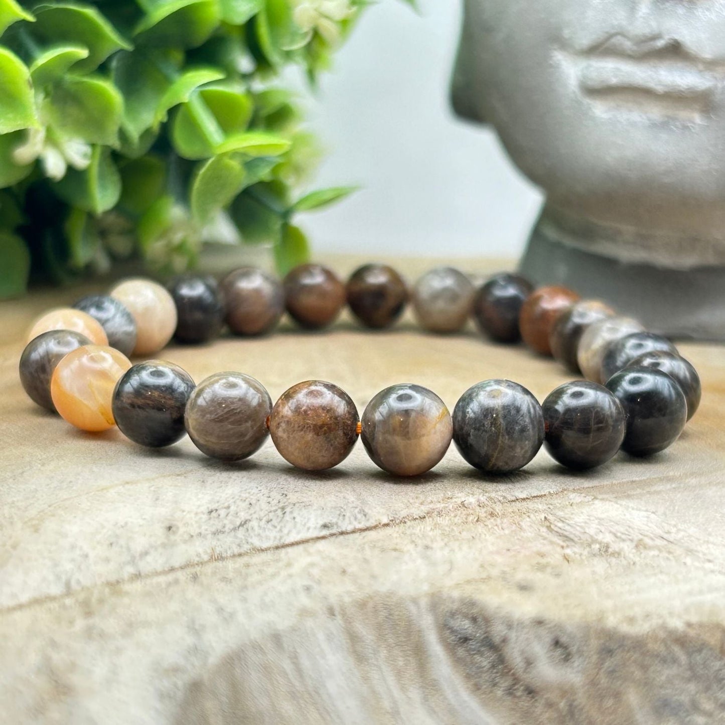 Bracelet 8mm - Pierre de Lune Noire