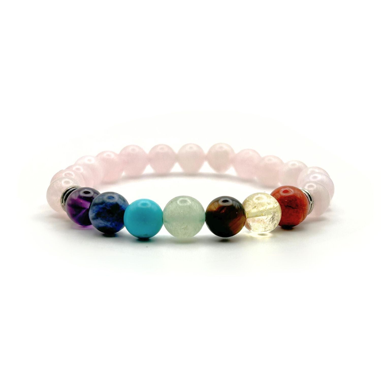 Bracelet 8mm - Quartz Rose 7 Chakras