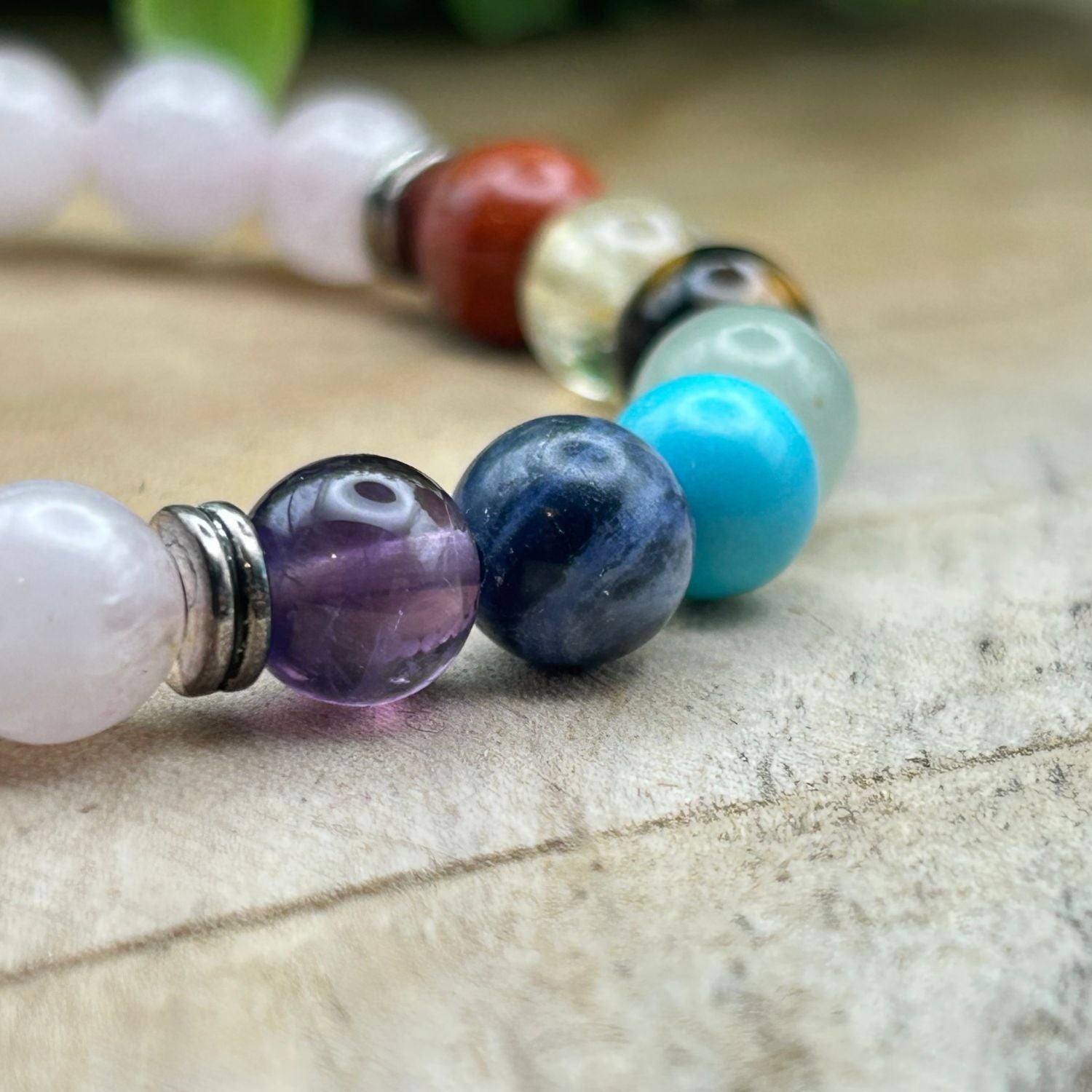 Bracelet 8mm - Quartz Rose 7 Chakras