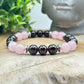 Bracelet 8mm - Quartz rose et Grenat Rouge