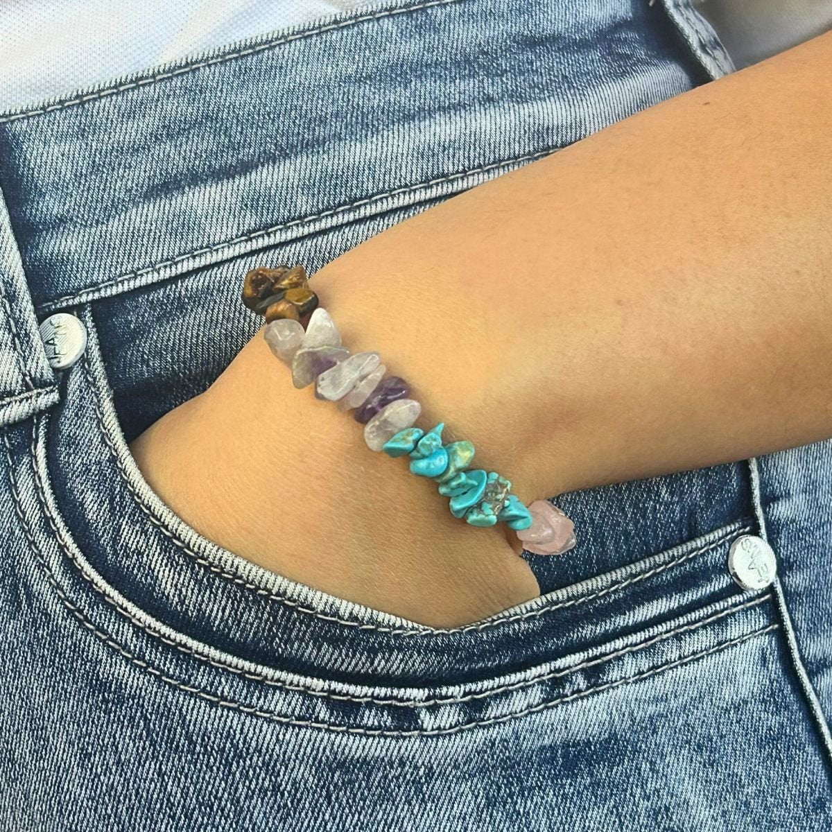 Lotto all'ingrosso di 6 braccialetti con chip di lapislazzuli Lotto all'ingrosso di 6 braccialetti con chip di lapislazzuli