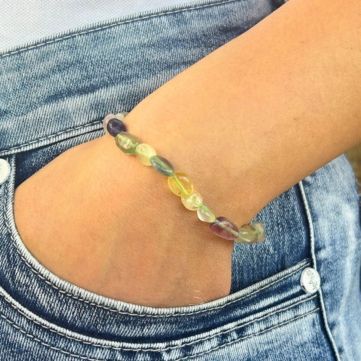 Bracelet Pierres Roulées - Fluorite Multicolore